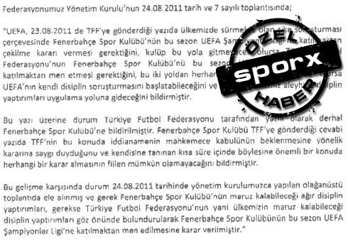 TFF, F.BAH�E'Y� HANG� GEREK�ELERLE MEN ETT�?