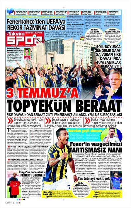 Sike Davasinda Beraat Mansetleri Futbol Fenerbahce Sporx Galeri