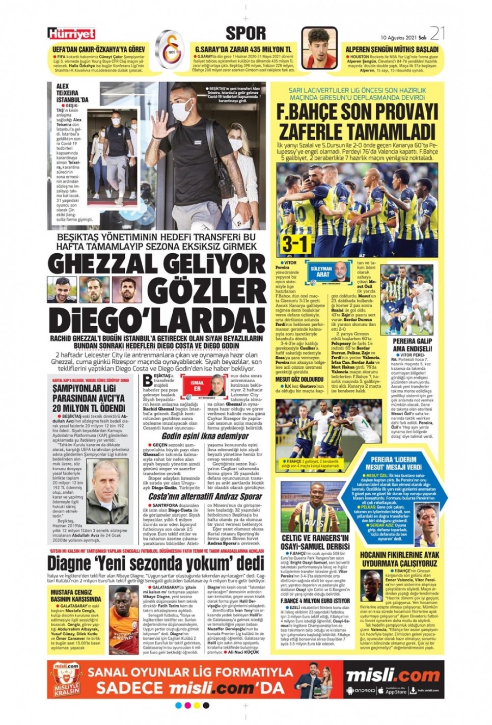 Gunun Fenerbahce Mansetleri 10 Agustos 2021 Sporx Galeri