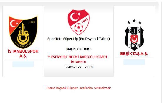 İstanbulspor-Beşiktaş maçının oynanacağı stat açıklandı