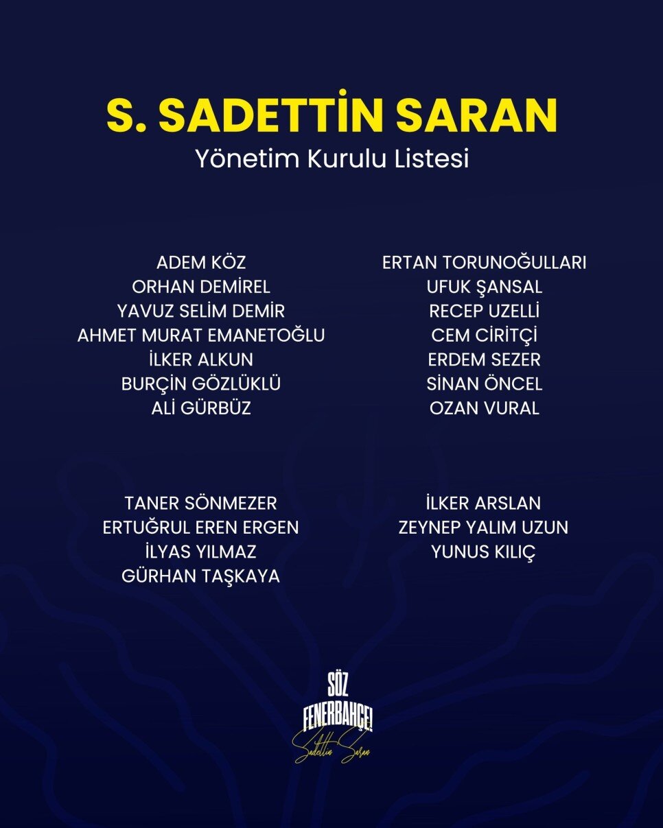 SADETT�N SARAN'IN Y�NET�M L�STES�