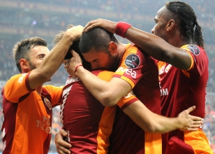 Galatasarayl oyuncularn gol sevinci