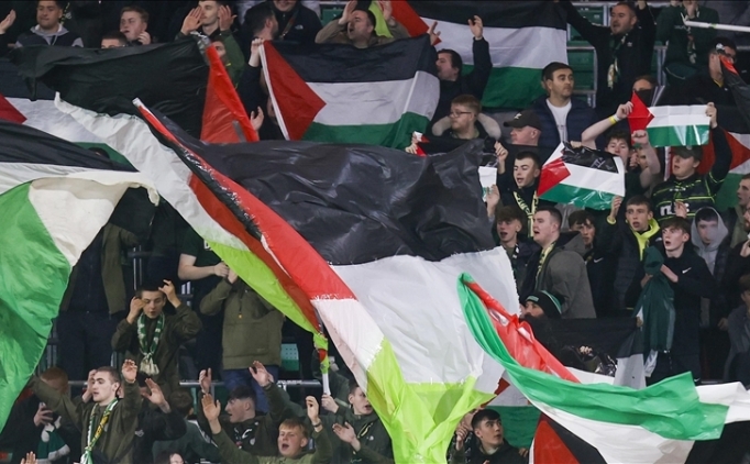 Celtic taraftar�, Filistin'e deste�ini s�rd�rmekte kararl�