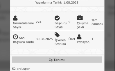 52 Orduspor KUR zerinden futbolcu ilan verdi