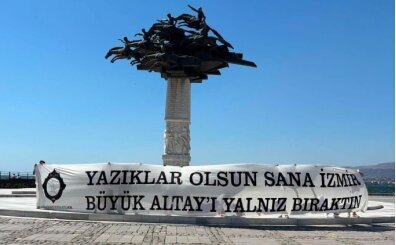 Altay'�n pankart� meydanlarda