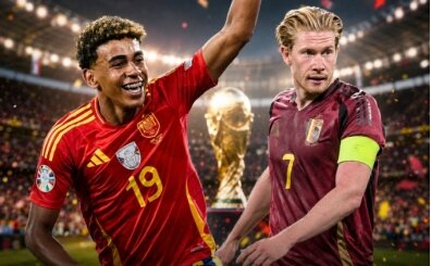 �spanya ile Bel�ika yar� final i�in sahaya ��k�yor
