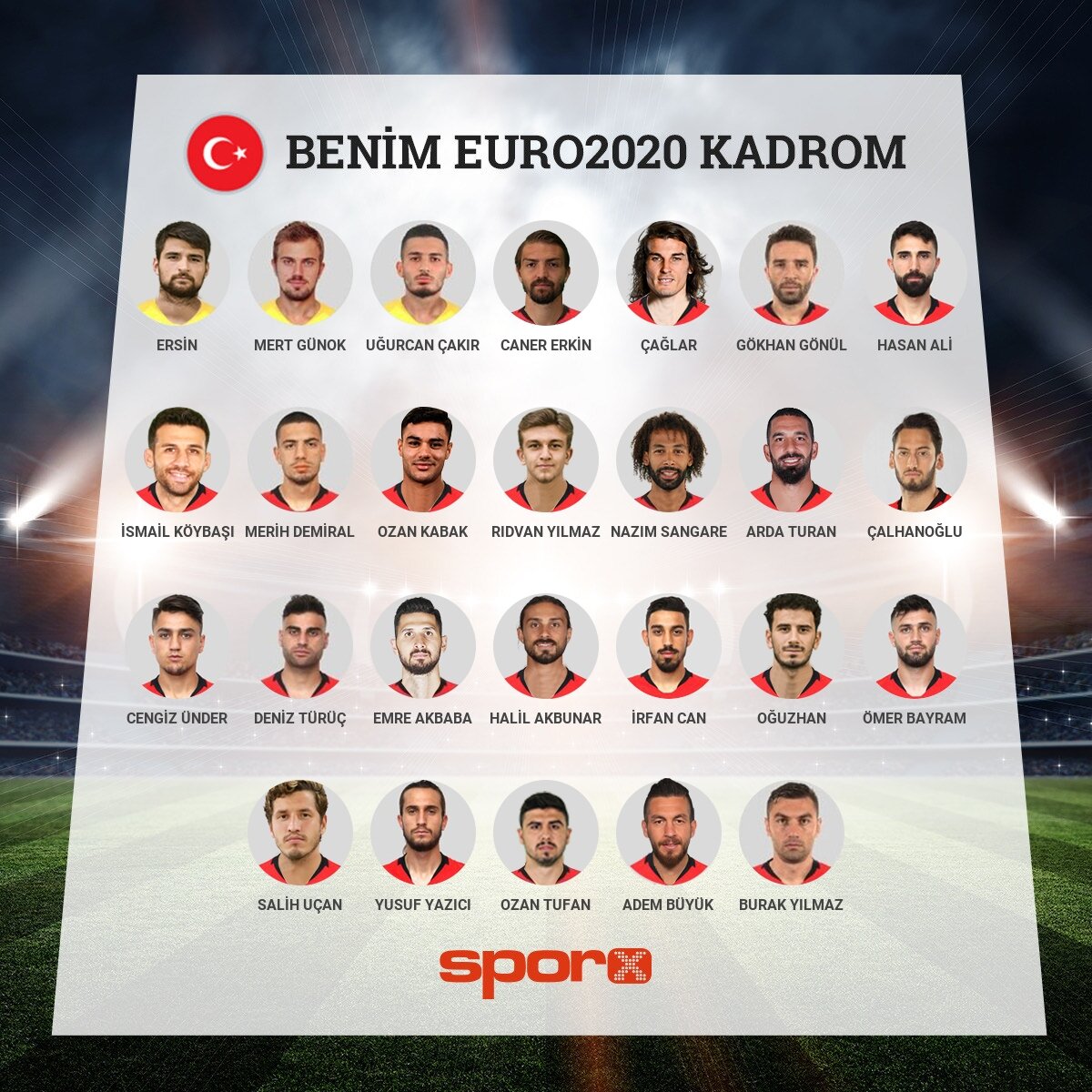 A milli tak�m kadrosu