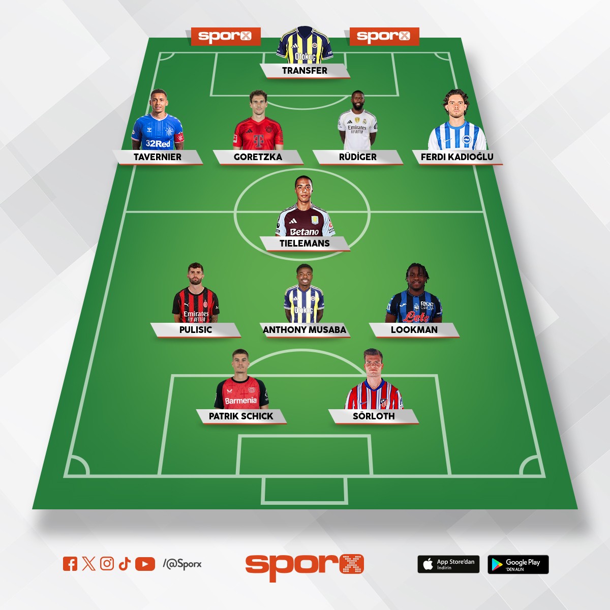 bu listeden en az 5 transfer sart