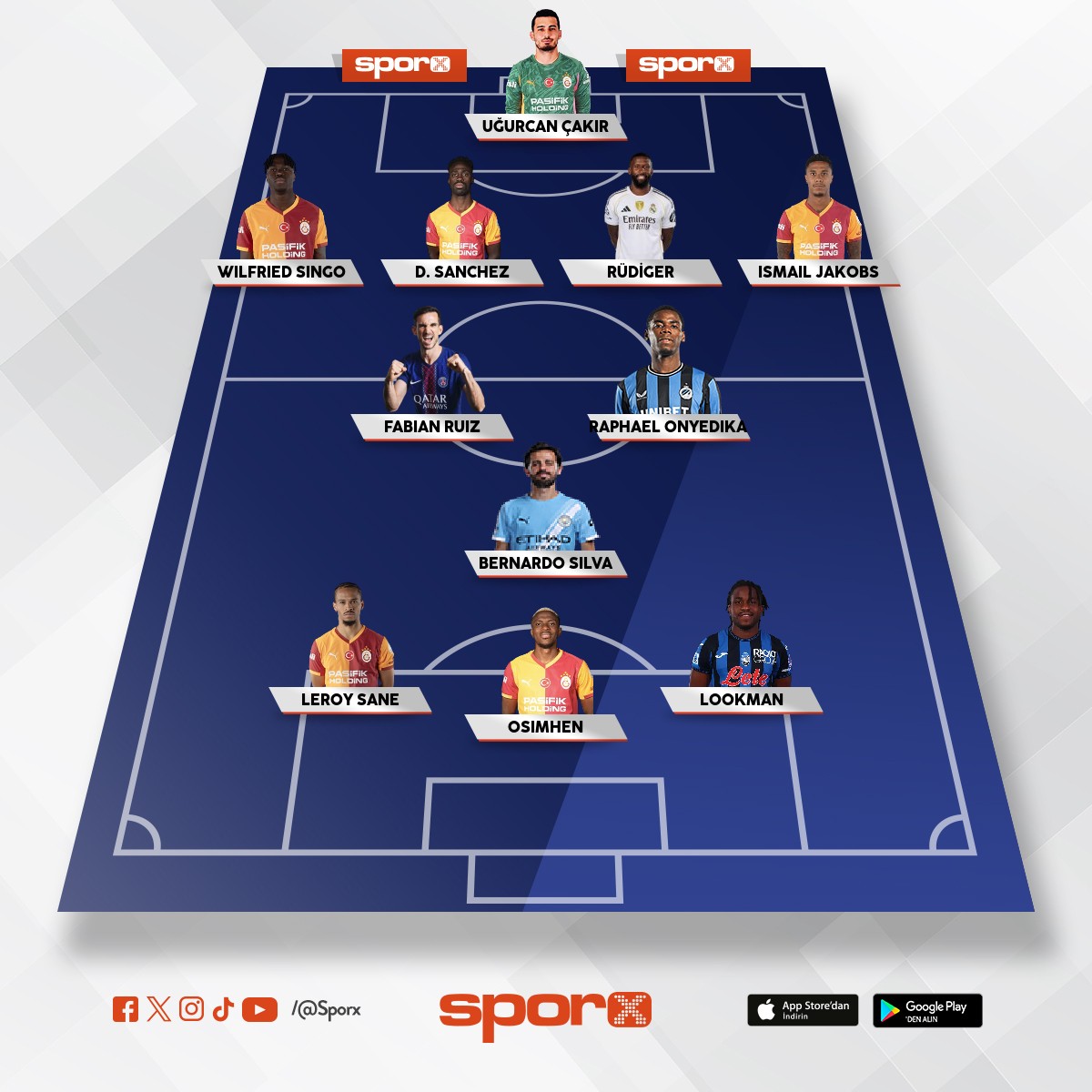 �cardi, matias tel , yunus, bar�� ,ilkay , lemina , sara , torreria , �alai  , eren , arda