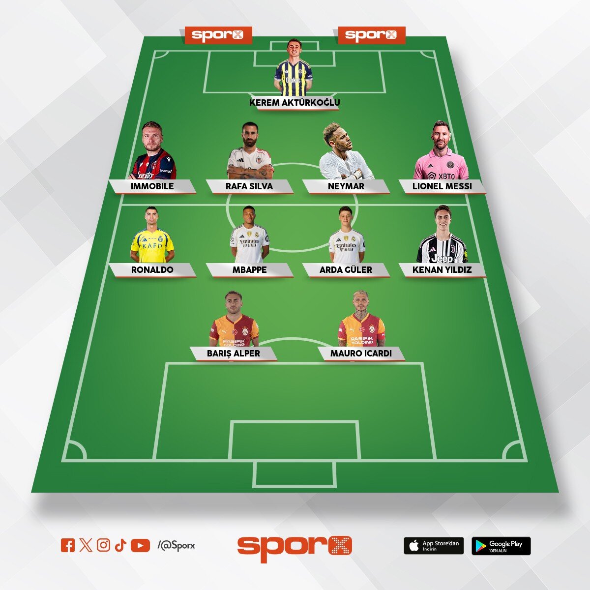 sadece bildi�im futbolcular