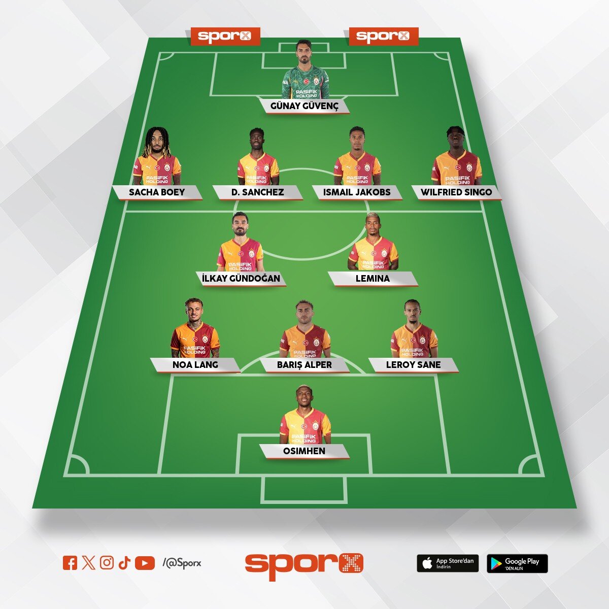 Galatasaray'�n Gen�lerbirli�i ma��nda ��kaca�� 11'i