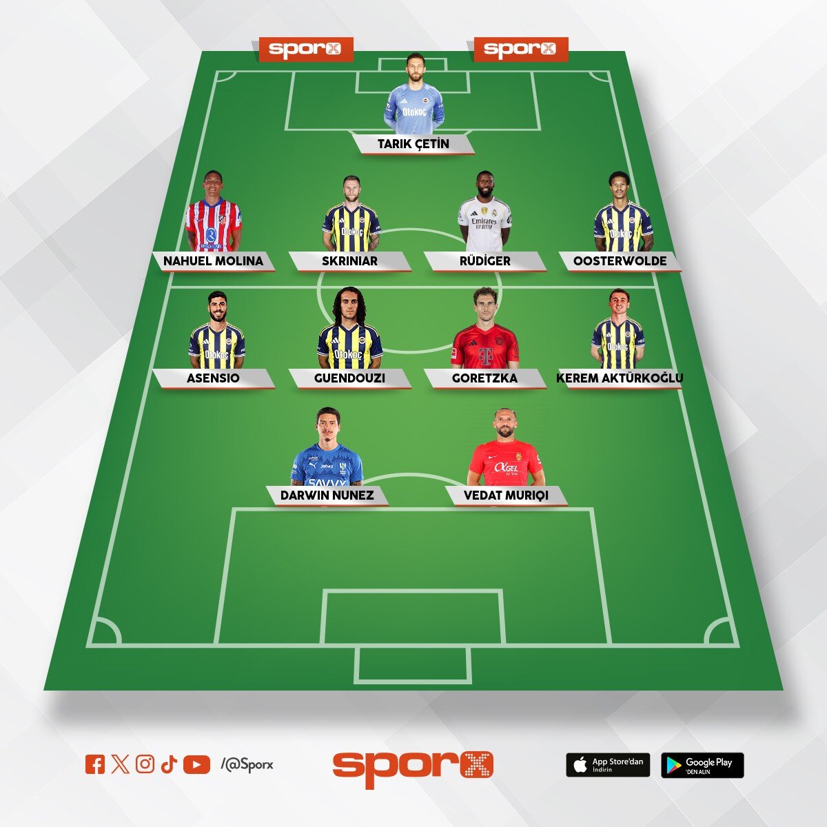 yedek orta saha: kante,edson alvarez yedek defans: diego carlos,yi�it efe yedek kanatlar musaba,nene