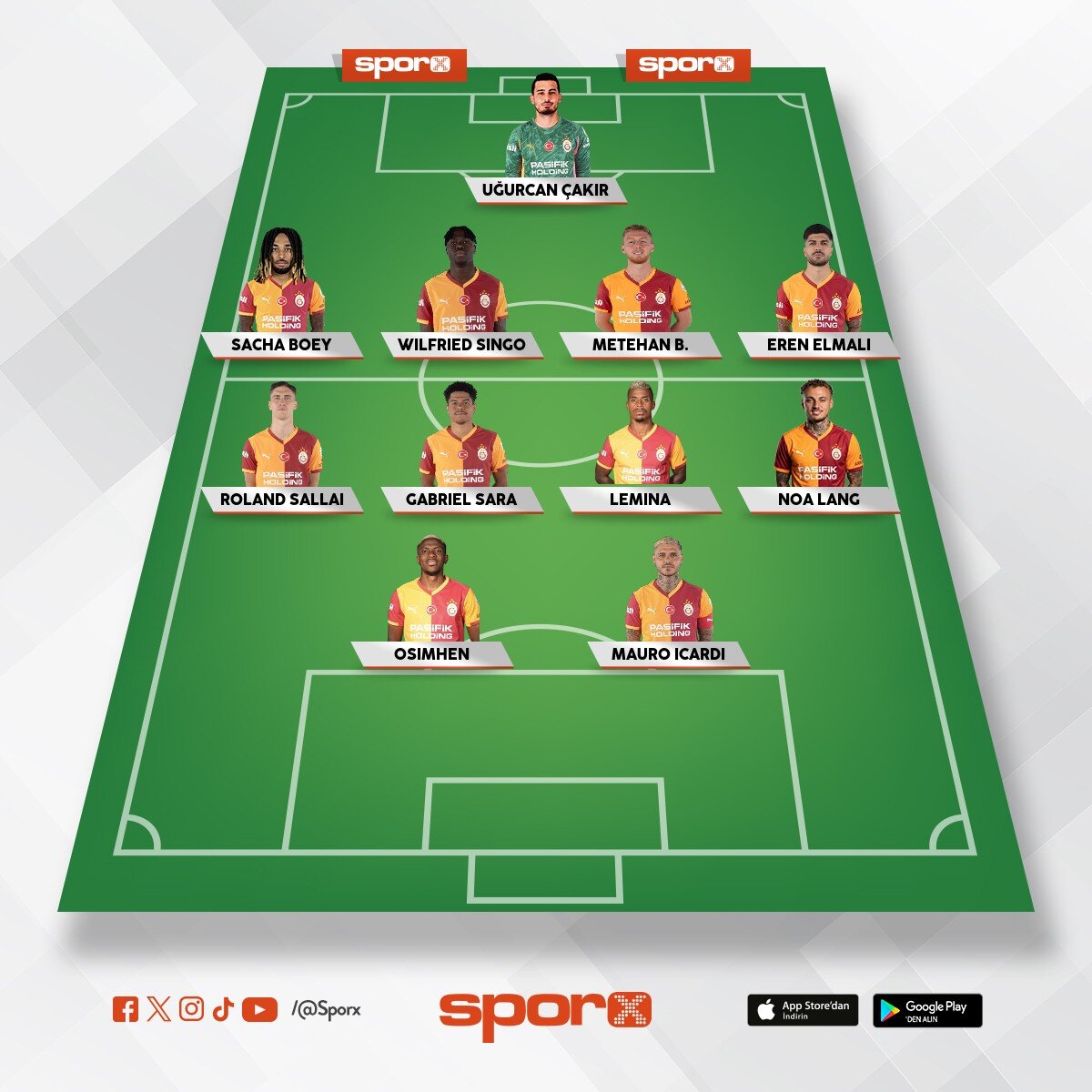 Galatasaray Samsun ma�� ilk 11 biri 