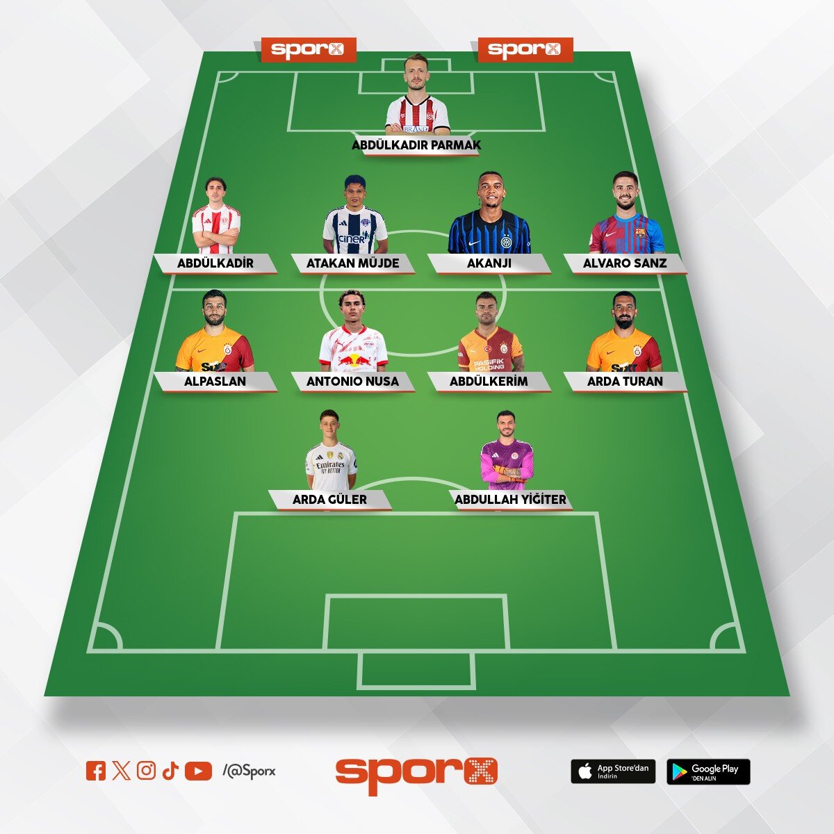 a ile ba�layan futbolcular